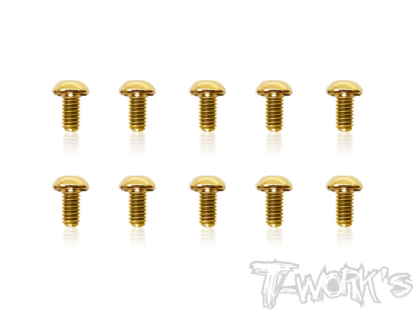 GSS-2505B 2.5mmx5mm Gold Plated Steel Button Head Screws（8pcs.）