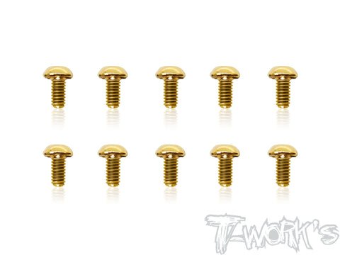 GSS-2505B 2.5mmx5mm Gold Plated Steel Button Head Screws（8pcs.）