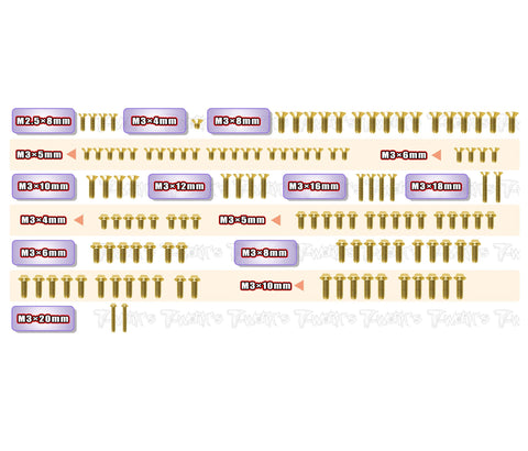 GSSU-X4'25    Gold Plated Steel UFO Screw Set 125pcs.( For Xray X4'25 )