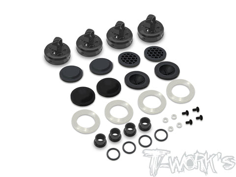 TO-343-A   Black Hard Coated 7075-T6 Alum Mult-adjust alternatives Shock Cap Shock Cap ( For Team Associated RC8 B3.1/B3.2/T3.2/T3.2E )