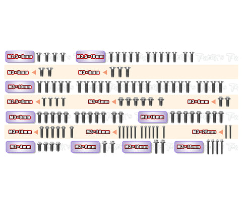 TSSU-EB410.2	64 Titanium Screw set ( UFO Head )  108pcs.  ( For TEKNO EB410.2 )