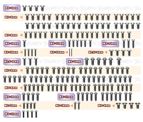 TSSU-F190   64 Titanium Screw set ( UFO Head ) 193pcs.( For Serpent F190 )