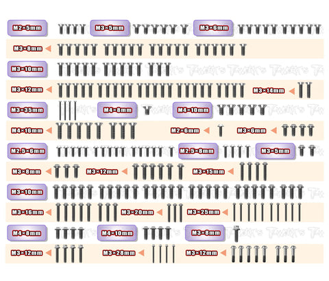 TSSU-S35-GT2   64 Titanium Screw set ( UFO Head ) 212pcs.( For SWORKZ S35-GT2 )