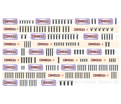 TSSU-SCT4102.0   64 Titanium Screw set ( UFO Head ) 184pcs.( For Tekno SCT4102.0 )