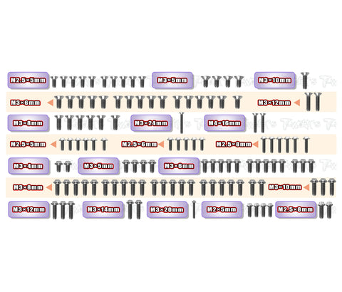 TSSU-X1'25   64 Titanium Screw set ( UFO Head ) 115pcs.( For Xray X1'25 )