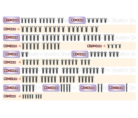 TSSU-XB4'25   64 Titanium Screw set ( UFO Head ) 159pcs.( For Xray XB4'25 )