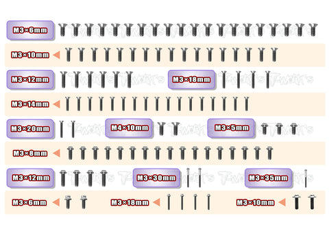 TSSU-MID 	64 Titanium Screw set ( UFO Head ) 103pcs.( For Kyosho Optima MID )